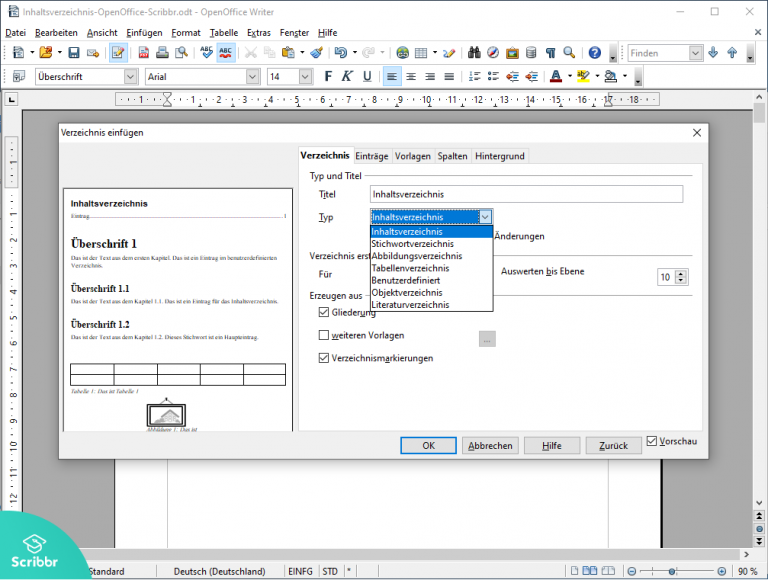 Automatisches Inhaltsverzeichnis In OpenOffice Erstellen