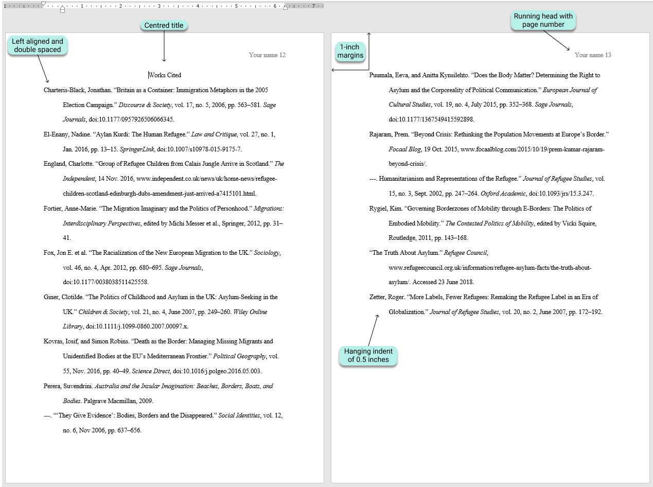 Mla Works Cited Page Format Interactive Examples