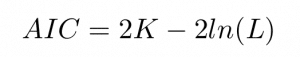 The mathematical formula for calculating Akaike information criterion.
