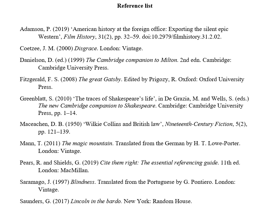 apa format example bibliography