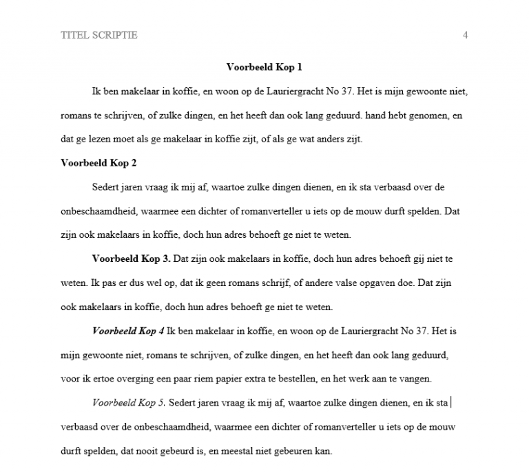 Overzicht APAstijl opmaak