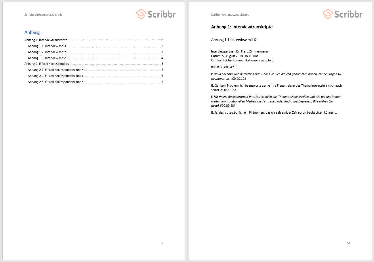 Der Anhang Deiner Bachelorarbeit Bzw Masterarbeit Beispiel