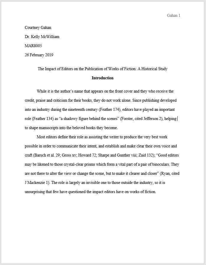 mla research paper first page