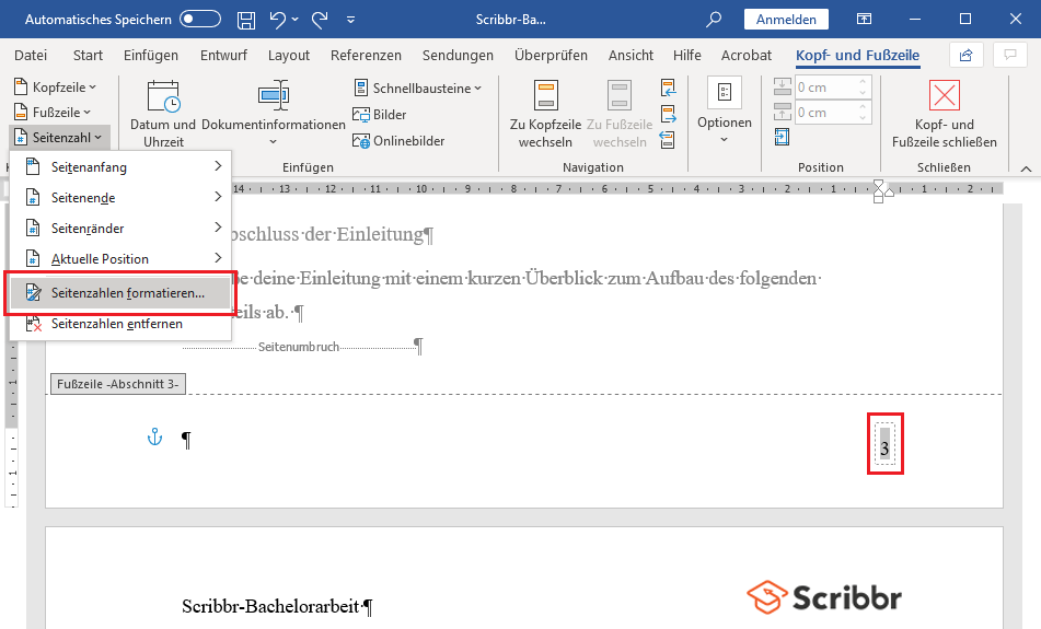 Word 2007 2010 2013 Erst Ab Seite 3 Nummerieren Pctipp Ch