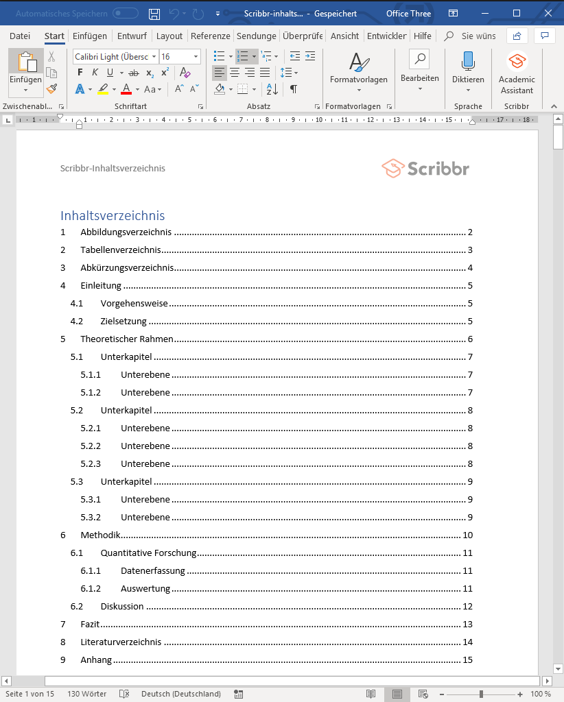scribbr-bachelorarbeit-inhaltsverzeichnis-vorlage-word-nummerierung