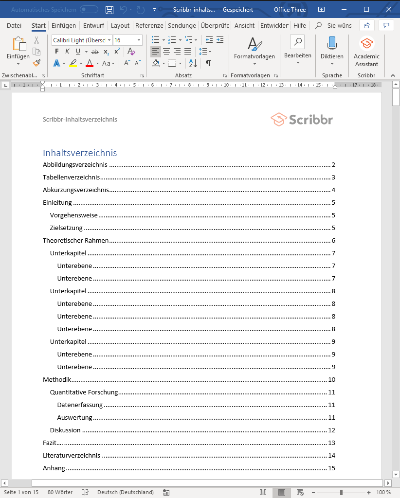scribbr-bachelorarbeit-inhaltsverzeichnis-vorlage-word-ohne-nummerierung