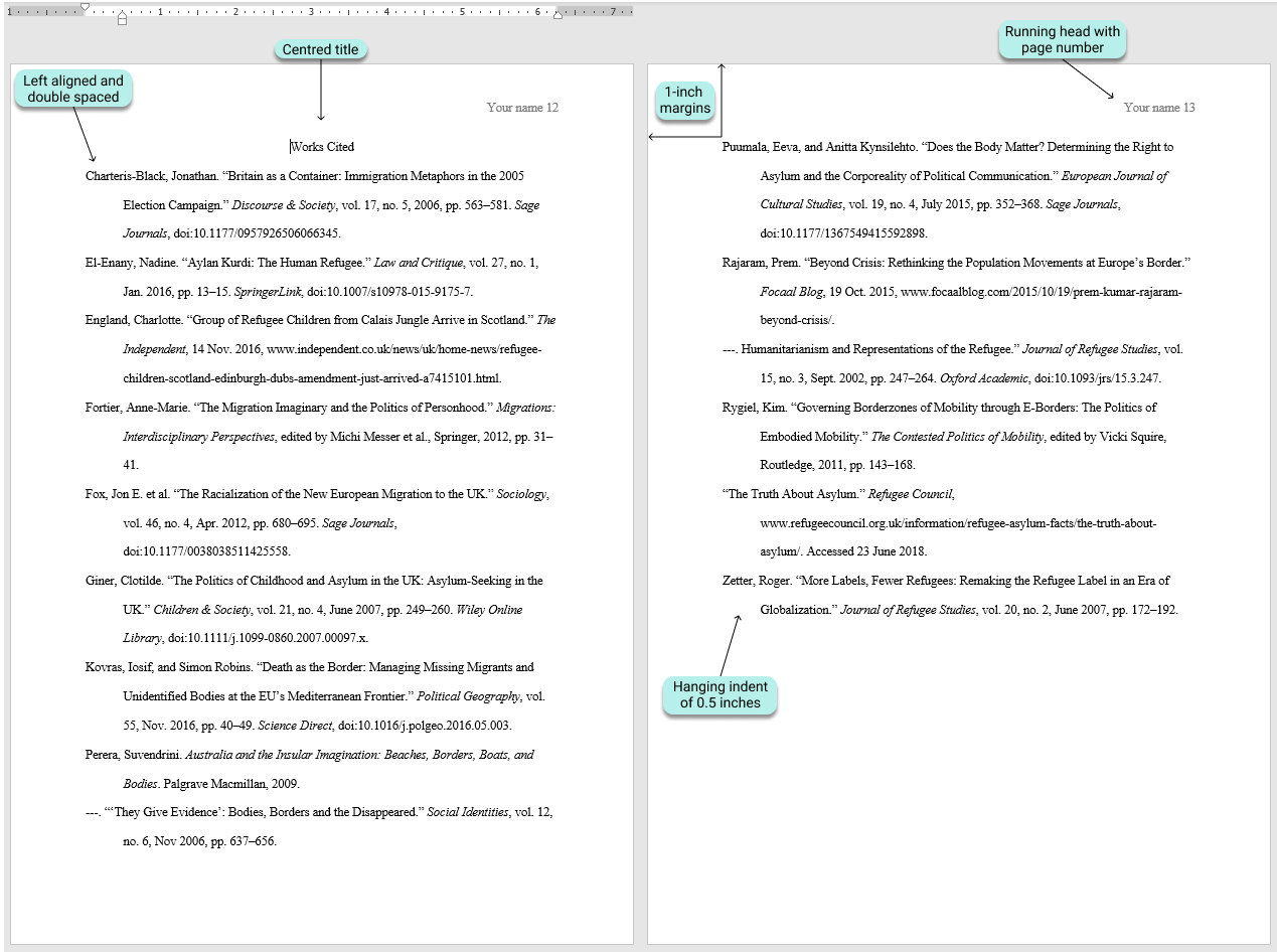 The Mla Work Cited Page Format Examples How To Cite Specific Chapter In A Book 