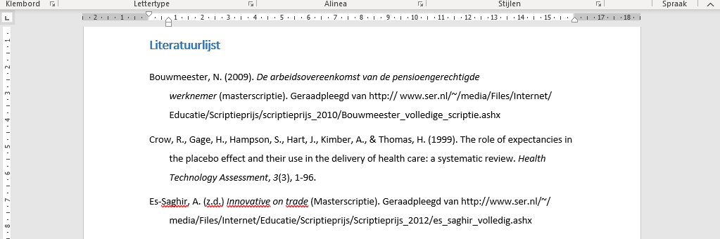 Literatuurlijst volgens de APA-regels