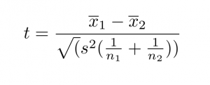 Fórmula de la prueba t