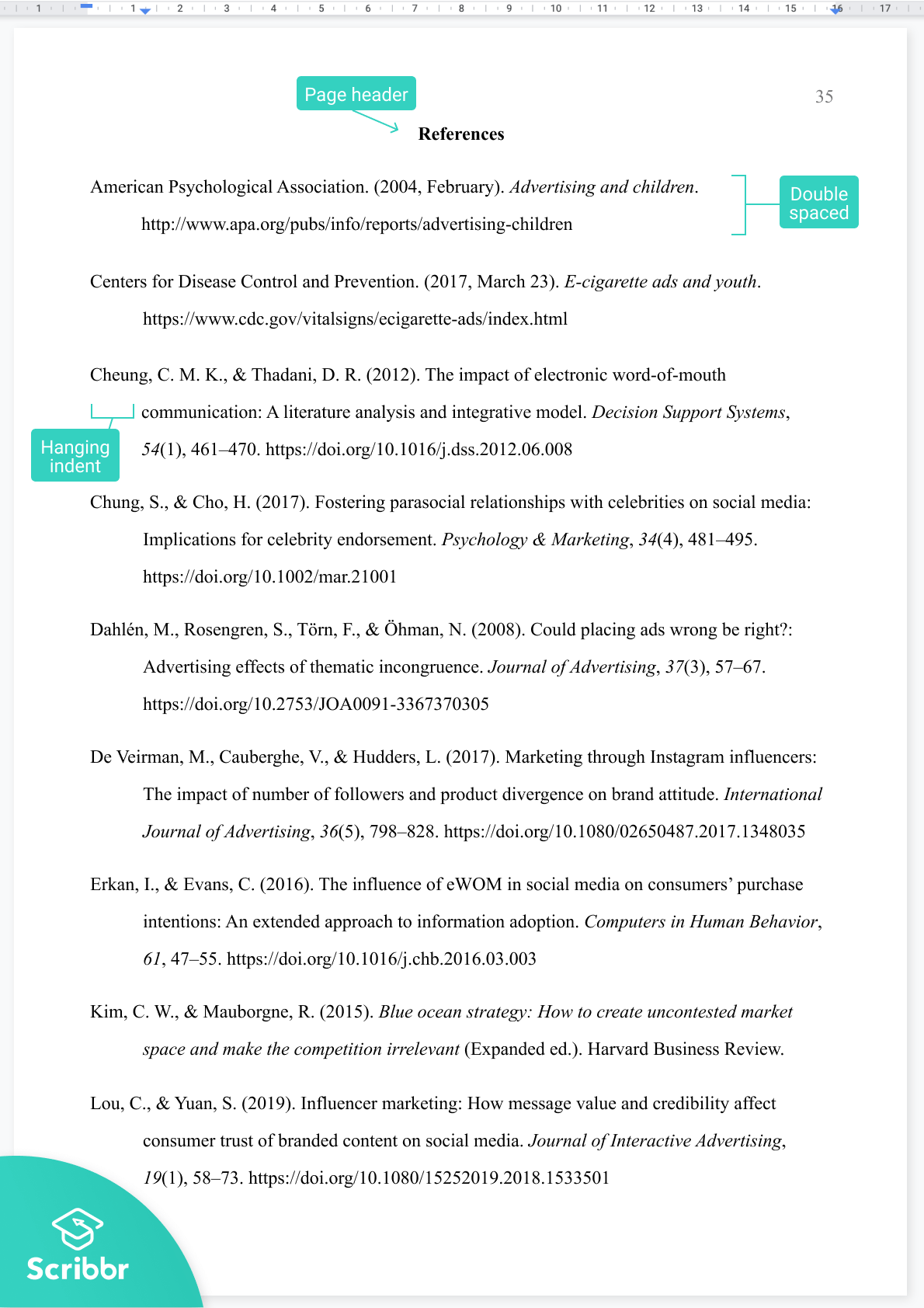 apa format reference page example