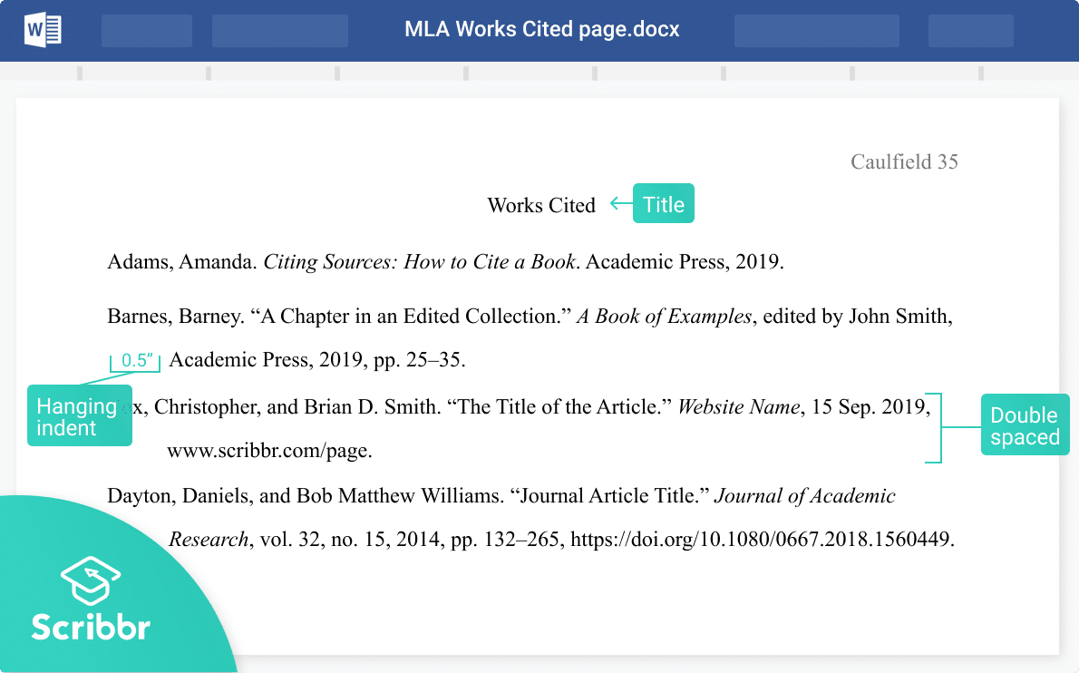 mla cited works page example