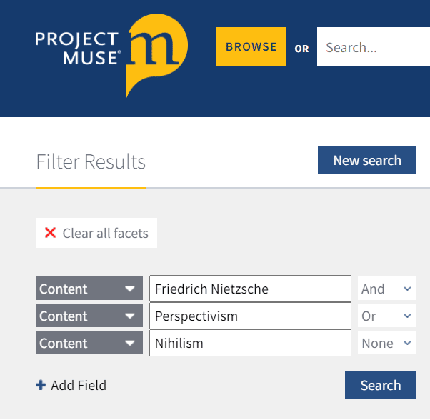 Project Muse高级搜索